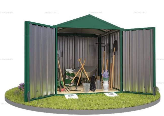 Хозблок SKOGGY секционный с двускатной крышей 2 х 2 м, зелёный мох