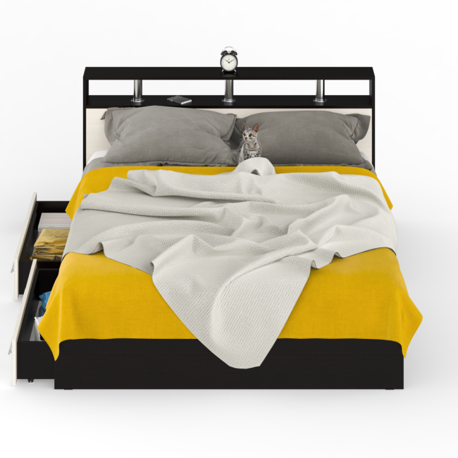 Кровать с ящиками Камелия 1600 цвет венге/дуб лоредо Кровать с ящиками Камелия 1600 цвет венге/дуб лоредо