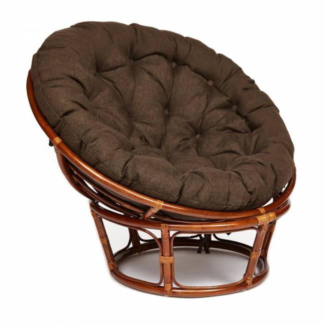 Кресло PAPASAN/ПАПАСАН 23/01 W  /с подушкой/ диаметр подушки 125 см, 115х101х104 см, Pecan (орех), ткань Коричневый, 3М7-147 Pecan (орех)