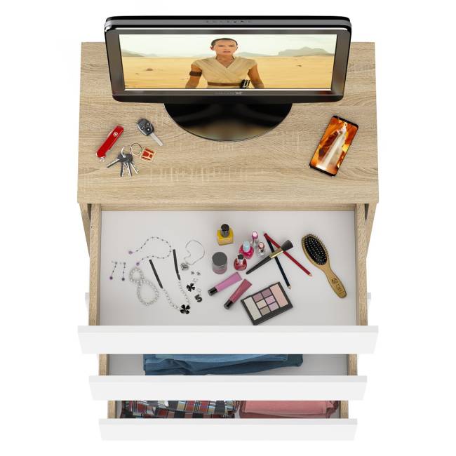 Узкий комод пять ящиков Мори МК700.5 цвет дуб сонома/белый Узкий комод пять ящиков Мори МК700.5 цвет дуб сонома/белый