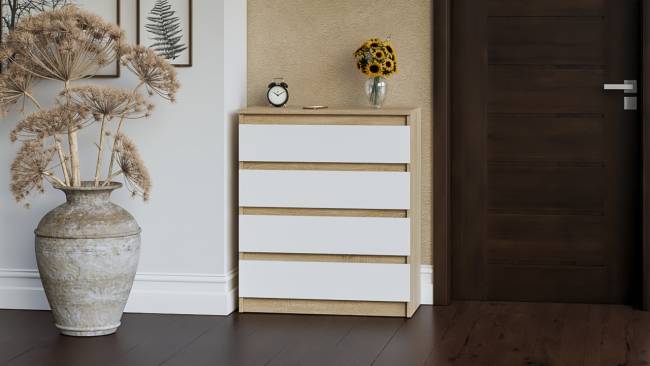 Узкий комод пять ящиков Мори МК700.5 цвет дуб сонома/белый Узкий комод пять ящиков Мори МК700.5 цвет дуб сонома/белый