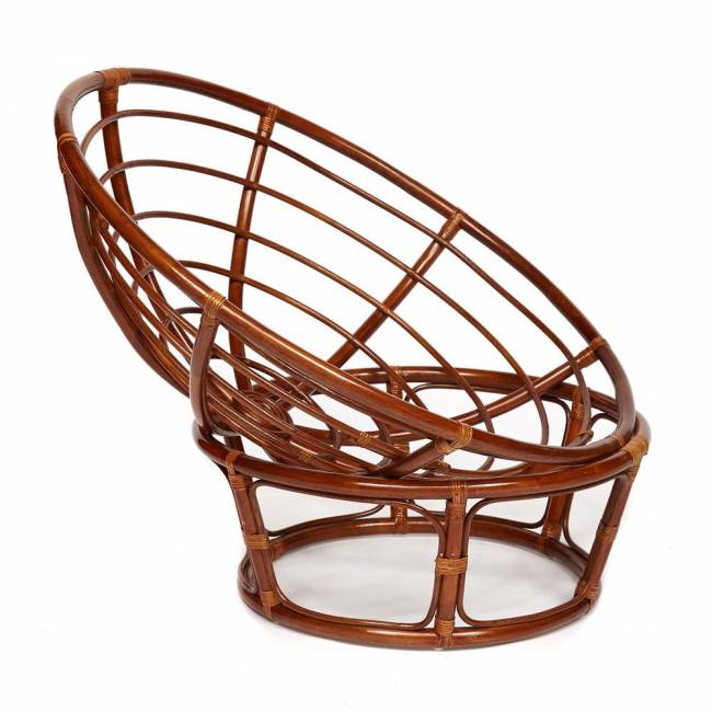 Кресло PAPASAN/ПАПАСАН 23/01 W  /с подушкой/ диаметр подушки 122 см, 115х101х104 см, Pecan (орех), ткань Оранжевый, С 23 Pecan (орех)