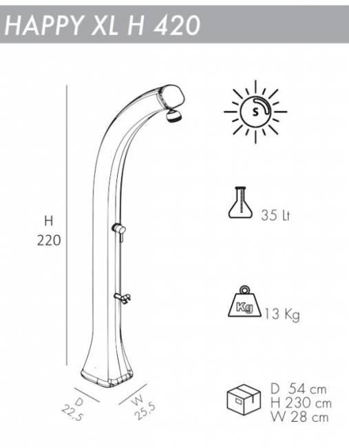 Душ солнечный Happy XL H 420 антрацит 225х255х2200 мм Душ солнечный Happy XL H 420 антрацит 225х255х2200 мм