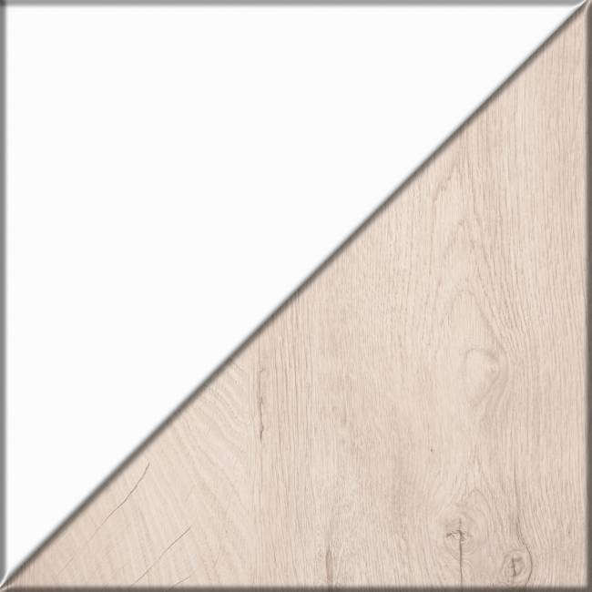 Кровать Муссон 1600 с ортопедическим основанием с тумбочкой и комодом с зеркалом цвет белый/дуб эндгрейн элегантный